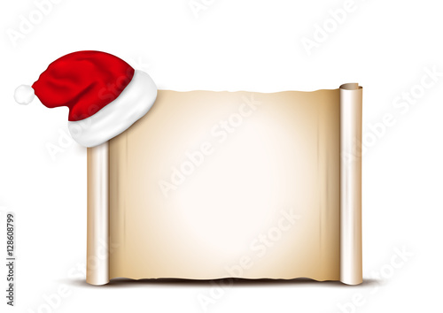 Blank Paper With Santa Hat on a white background