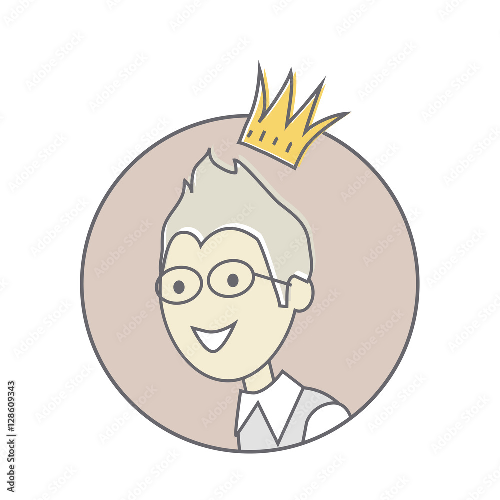 Young Man with Crown on His Head Avatar Icon Stock Vector | Adobe Stock