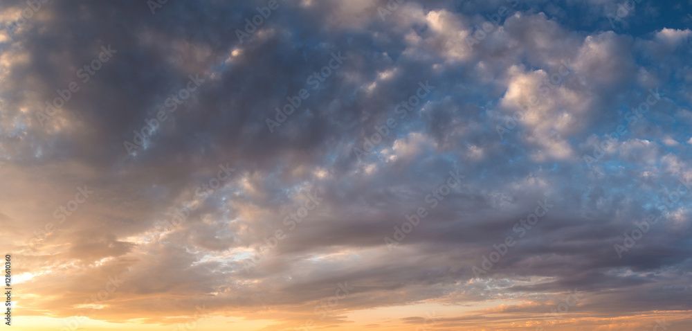 sunset vivid and bright sky background with clouds