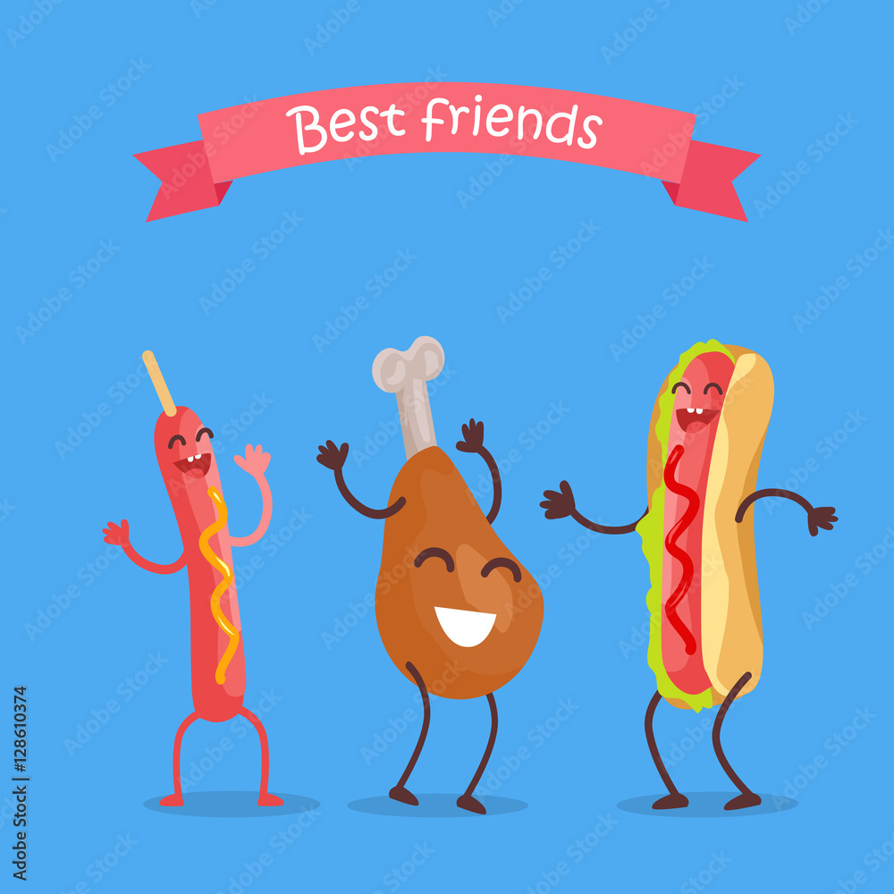 Fast Food Products Concept Vector in Flat Design Fast Food Products Concept Vector in Flat Design