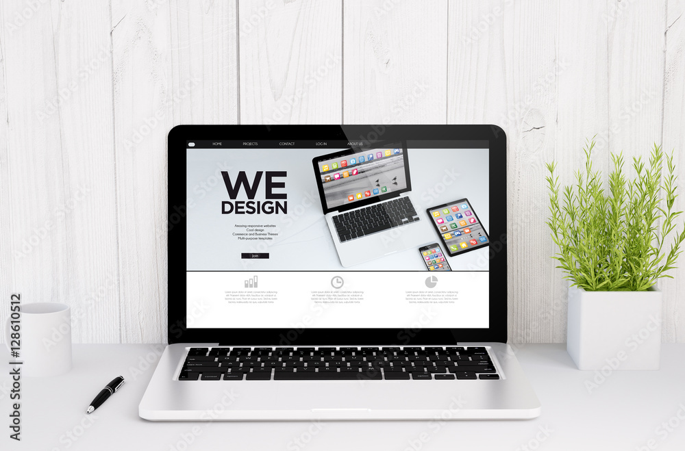 Fototapeta premium laptop on table we design