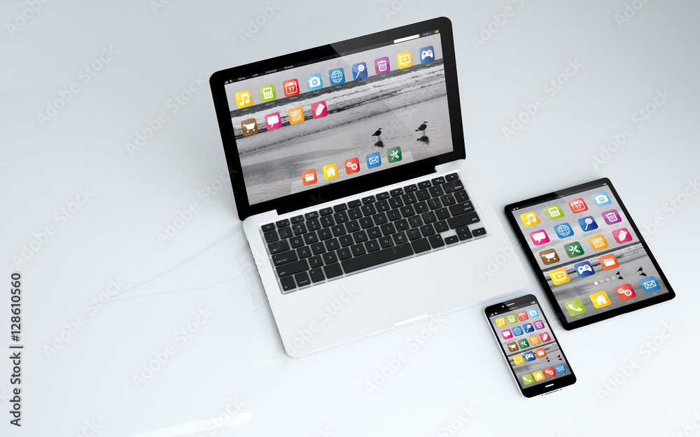 tablet, laptop and smartphone tablet, laptop and smartphone