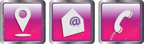 linke Kontakt - Buttons (Standort, E-Mail, Telefon) im modernen Design