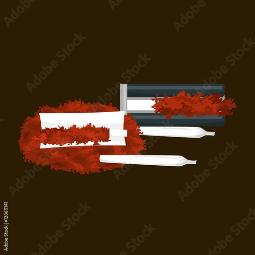 machine for hand rolling cigarettes, paper and tobacco to produce them isolated vector illustration