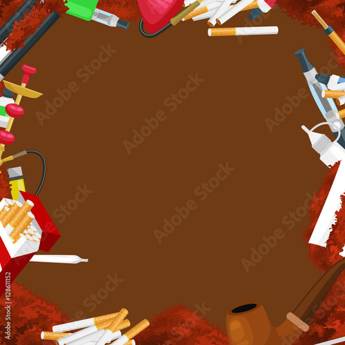 Smoking tobacco products icons set with cigarettes hookah cigars lighter isolated vector illustration
