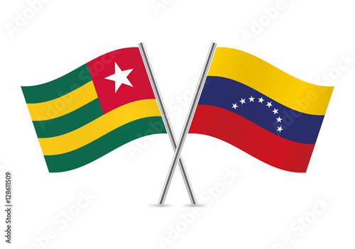 Togo and Venezuela flags. Vector illustration.