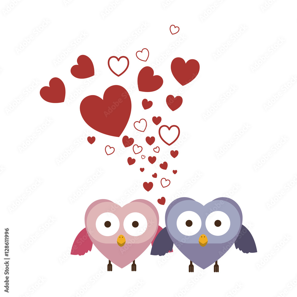 couple of owls holding wings in love vector illustration couple of owls holding wings in love vector illustration