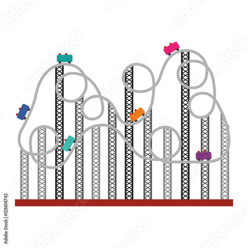 silhouette roller coaster in amusement park vector illustration