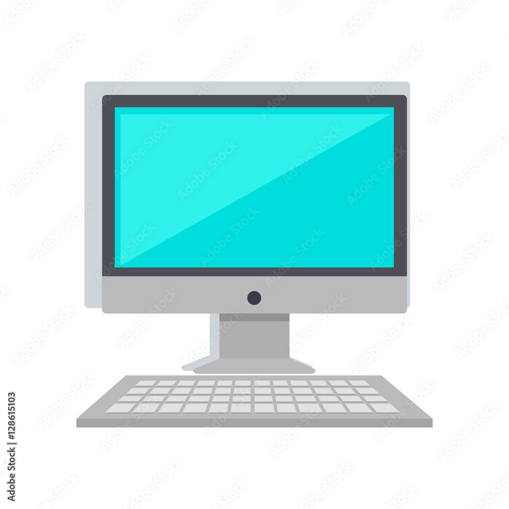 Computer Monitor with Keyboard Isolated on White. Computer Monitor with Keyboard Isolated on White.