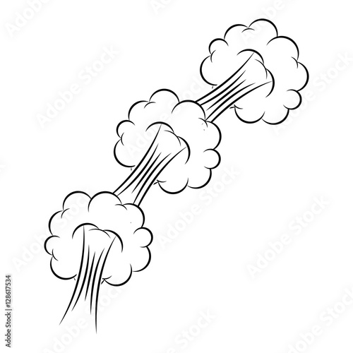 side circular shape with cumulus clouds vector illustration