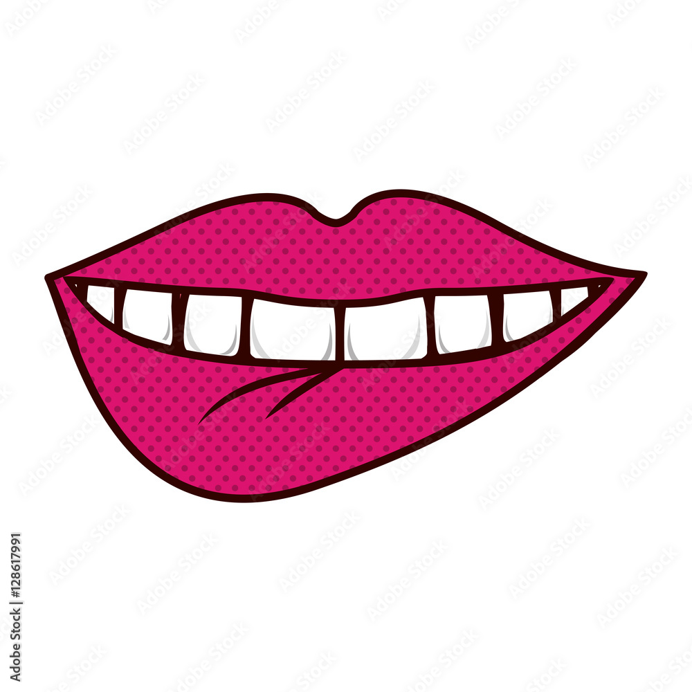 Obraz premium silhouette bite lips with teeths vector illustration