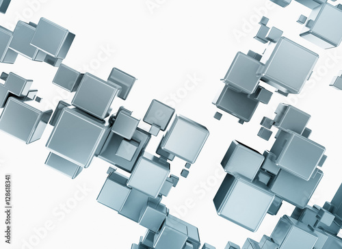 Abstract blue 3d Cubes digital illustration