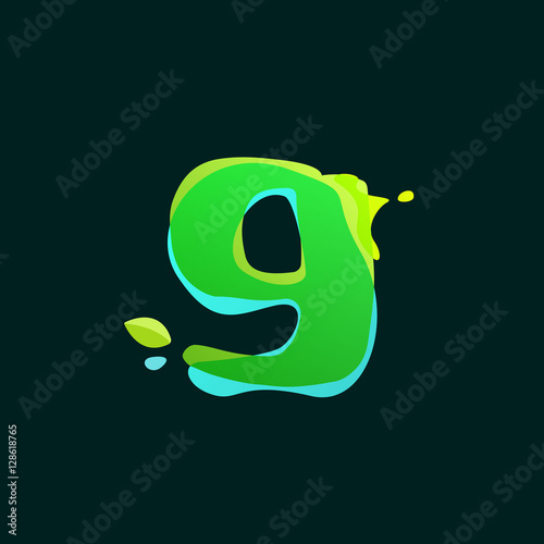 Number nine logo with green watercolor splashes.