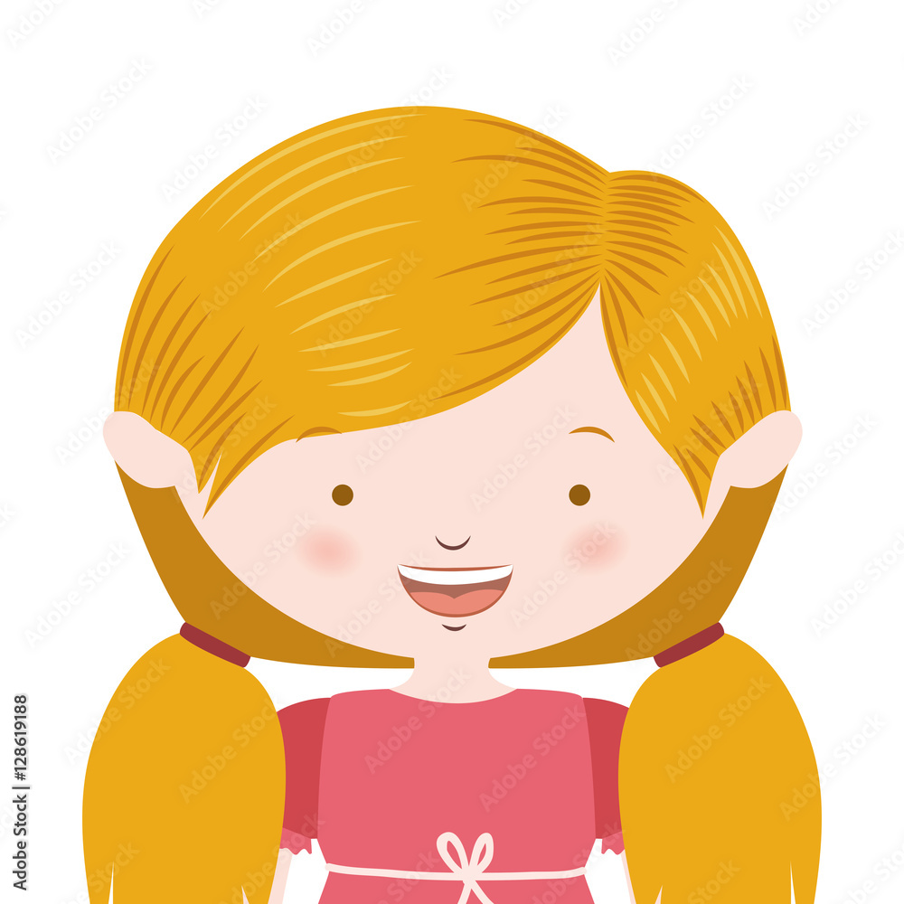 half body blond pigtails hair girl vector illustration
