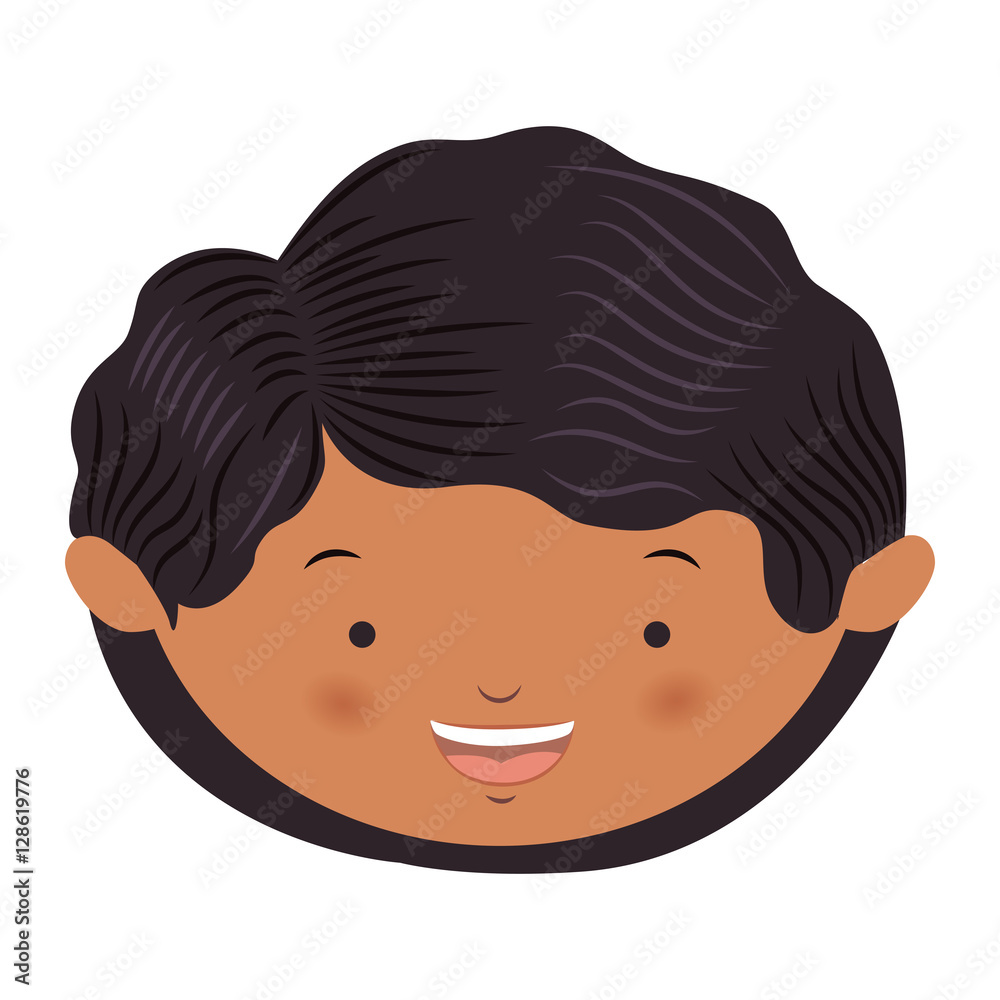 Obraz premium avatar front face wavy hair boy vector illustration