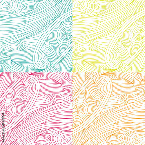Abstract optical texture set isolated: green, magenta, orange, yellow.
