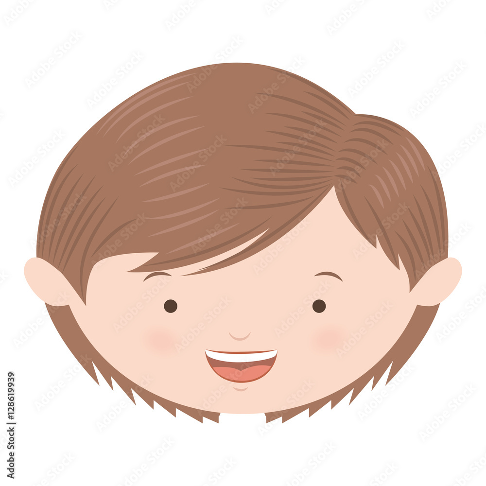 avatar front face brown light hair boy vector illustration