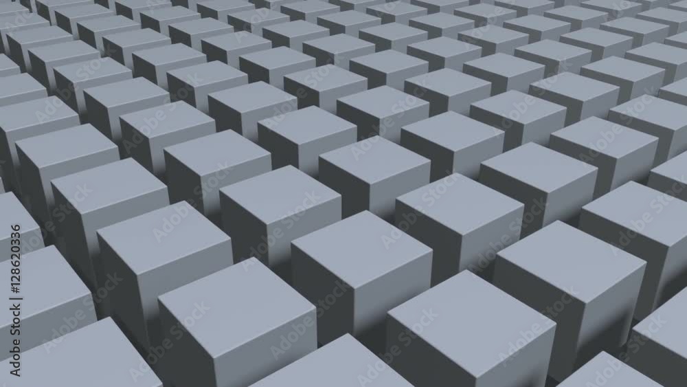 Single Yellow Cube In The Middle Of Metallic Gray Cubes Single Yellow Cube In The Middle Of Metallic Gray Cubes