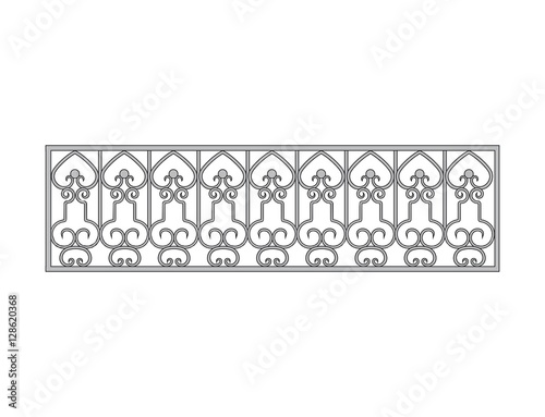 Black forged decorative lattice isolated on white background