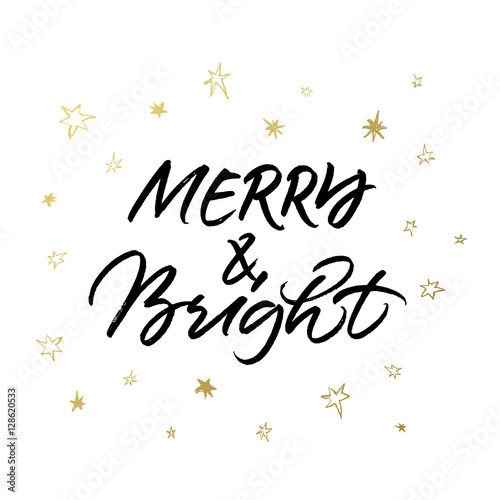 Merry & Bright Christmas brush calligraphy