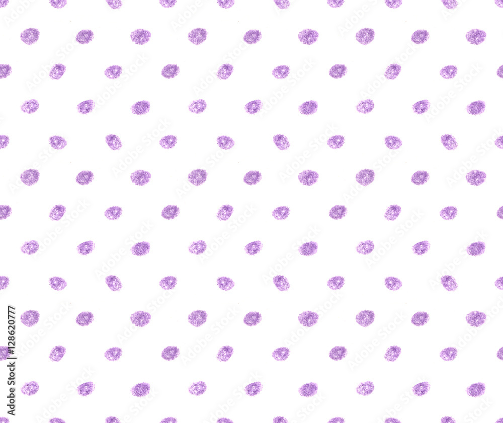 Polka dot on white background. Hand-painted seamless pattern with color pencil