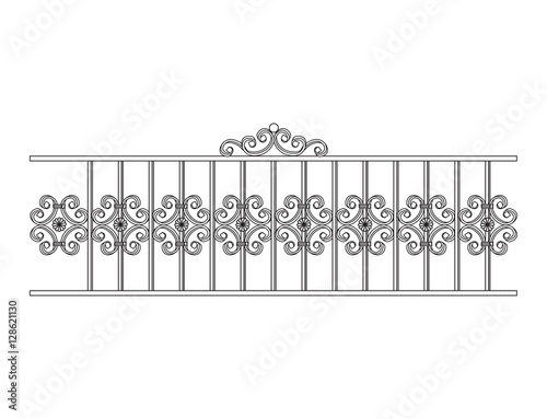 Black forged decorative lattice isolated on white background