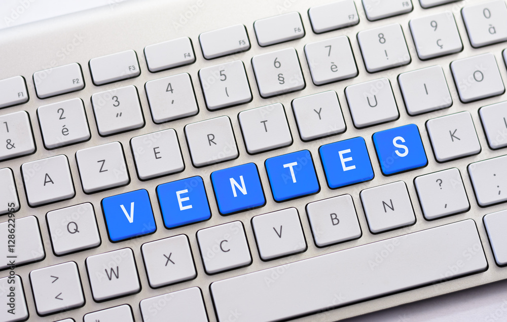 VENTES writing on white keyboard VENTES writing on white keyboard