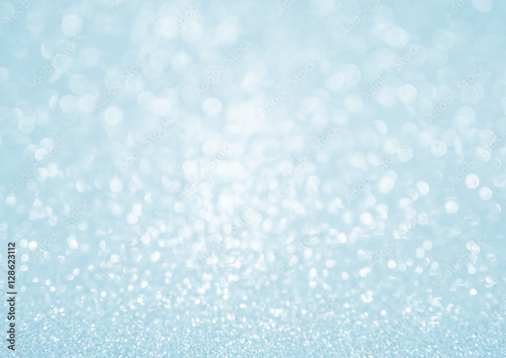 abstract blue Bokeh circles for Christmas background, glitter light Defocused and Blurred Bokeh