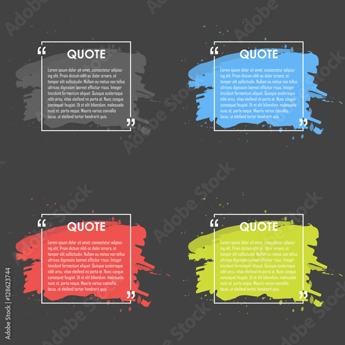 Quote text bubble. Commas, note, message and comment. Design element
