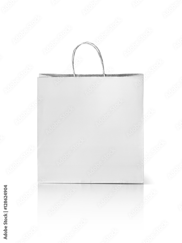 white kraft paper shopping bag isolated on white background white kraft paper shopping bag isolated on white background