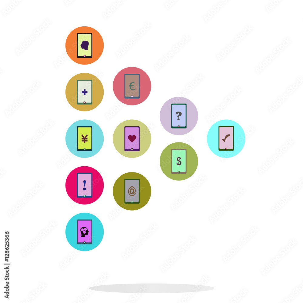 Social media network. Connected symbols for interactive, market, digital, communicate, connect, global concepts. Background with circles, lines and integrate flat icons Social media network. Connected symbols for interactive, market, digital, communicate, connect, global concepts. Background with circles, lines and integrate flat icons
