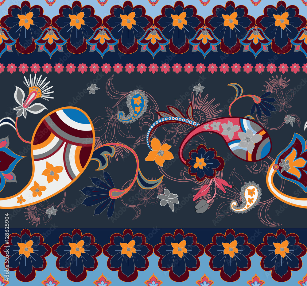 Obraz premium paisley vector seamless borders 