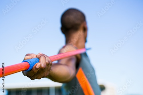 Cuadro en lienzo Athlete about to throw a javelin