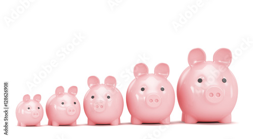 Pink piggy bank isolated on white background. 3D rendered Illust