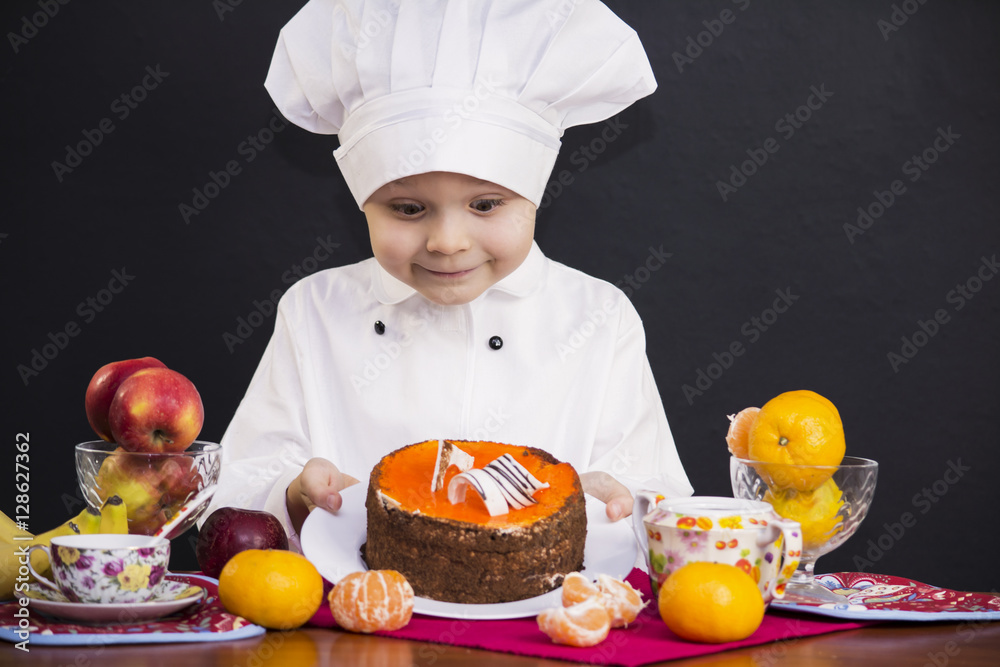 funny boy chef prepares a fruit cake funny boy chef prepares a fruit cake