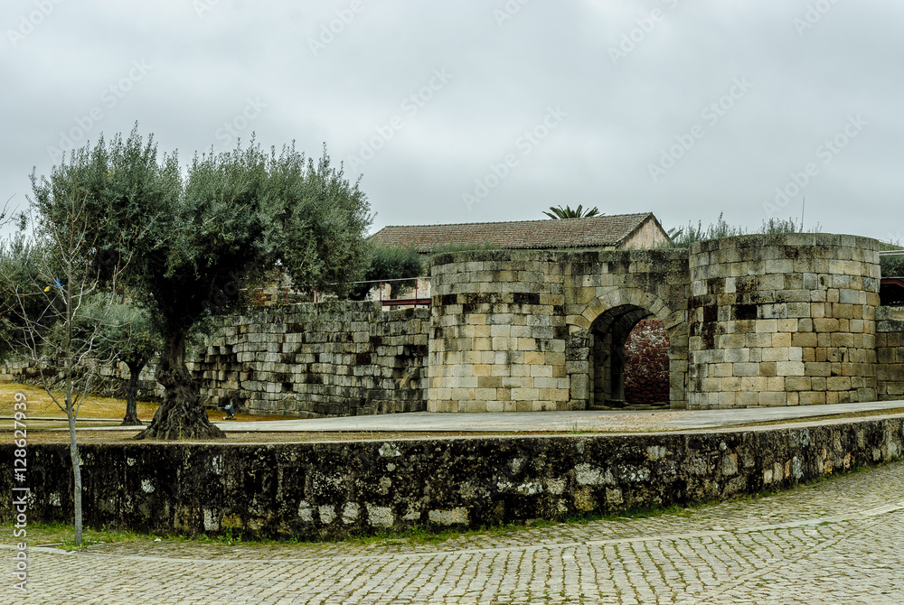 remains of the tower of the homage inside the Roman Idanha-a-velha village in Portugal. 