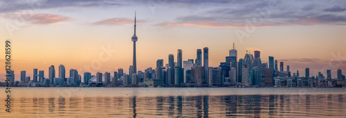 Toronto Skyline with orange light- Toronto, Ontario, Canada