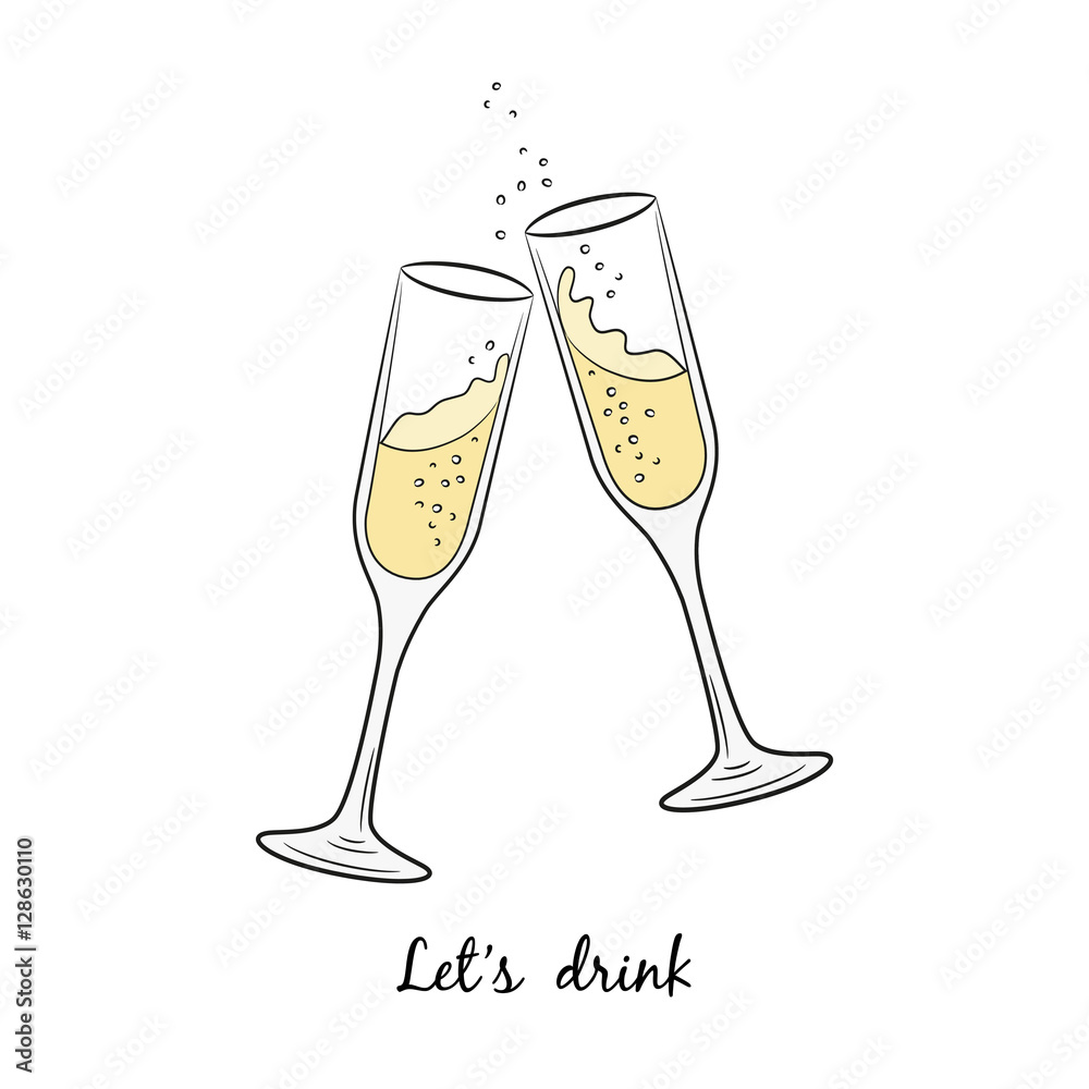 Ταπετσαρία Two glasses of champagne for Merry Christmas and Happy New Year.