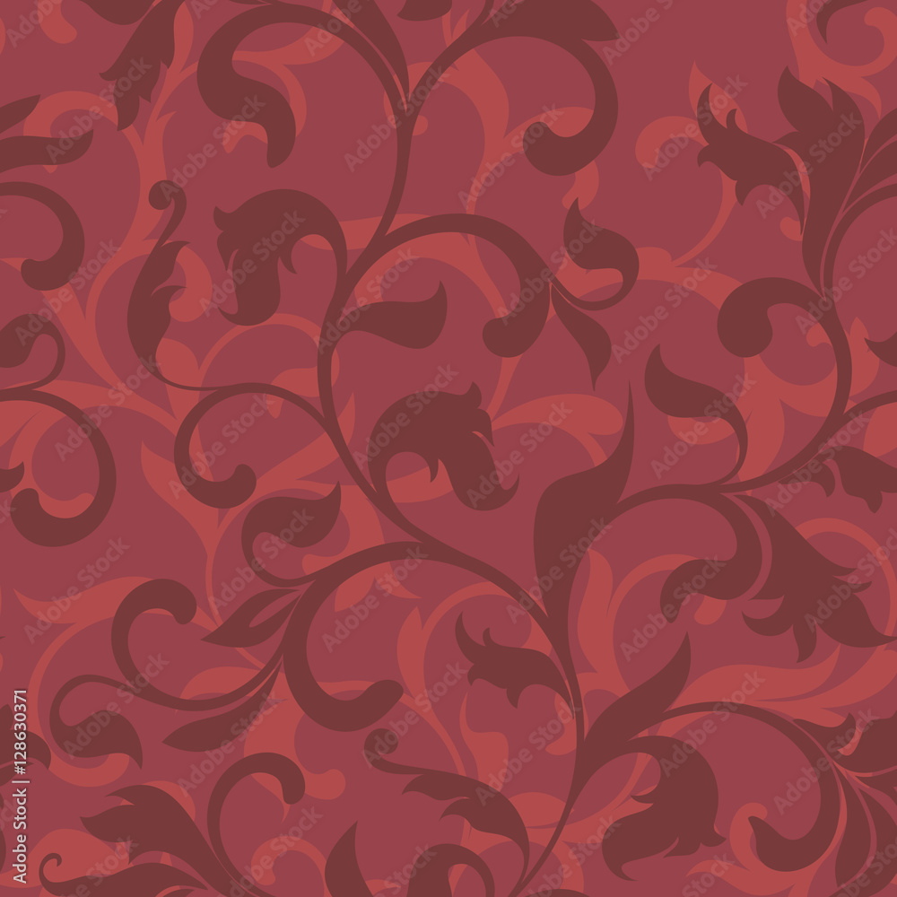 Seamless pattern with floral tracery on a red background Seamless pattern with floral tracery on a red background