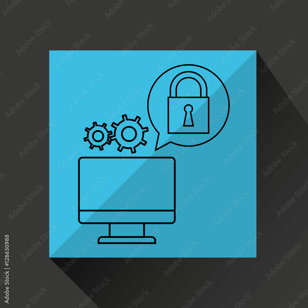 Computer gear secure system vector illustration eps 10 stock