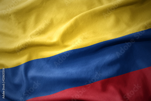 Slika na platnu waving colorful flag of colombia.