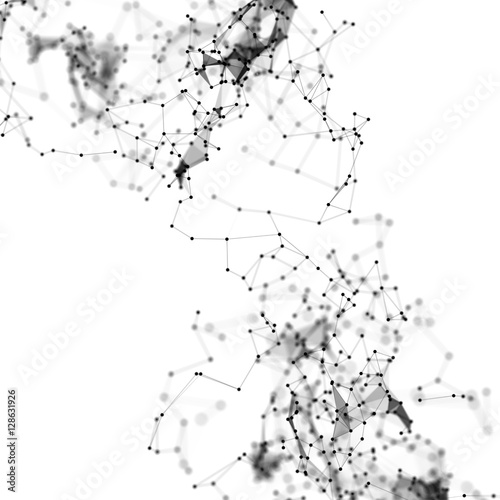Abstract 3d illustration of Molecular structure on white background. Connected colorfully lines with dots. Concept of the science, connection, chemistry, biology, medicine, technology.