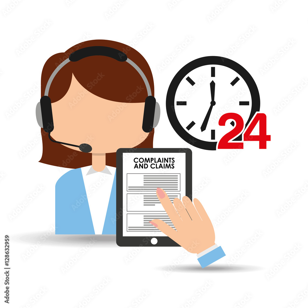 female call center 24 clock service complaints claims vector illustration eps 10 female call center 24 clock service complaints claims vector illustration eps 10