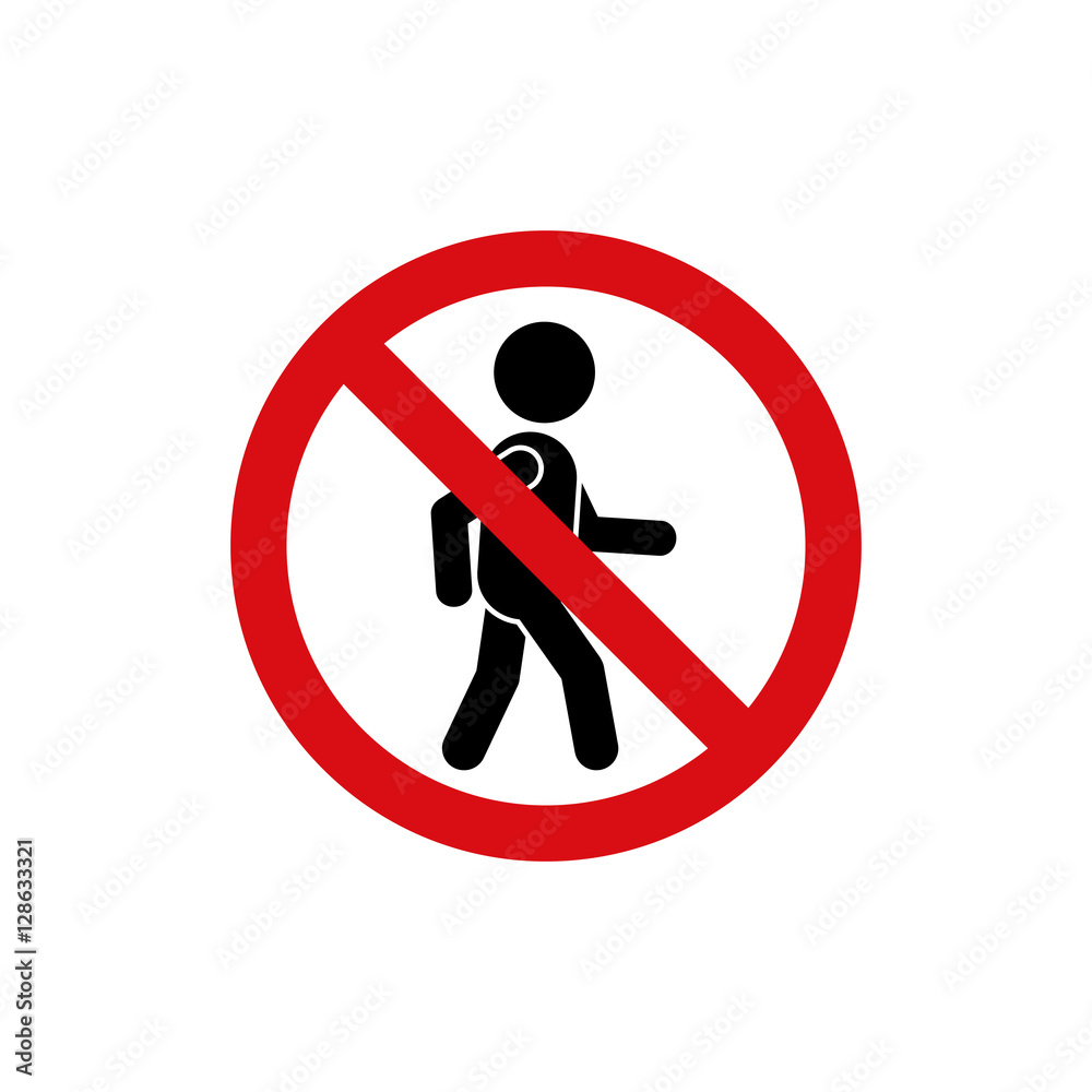 No pedestrian sign, vector road symbol.