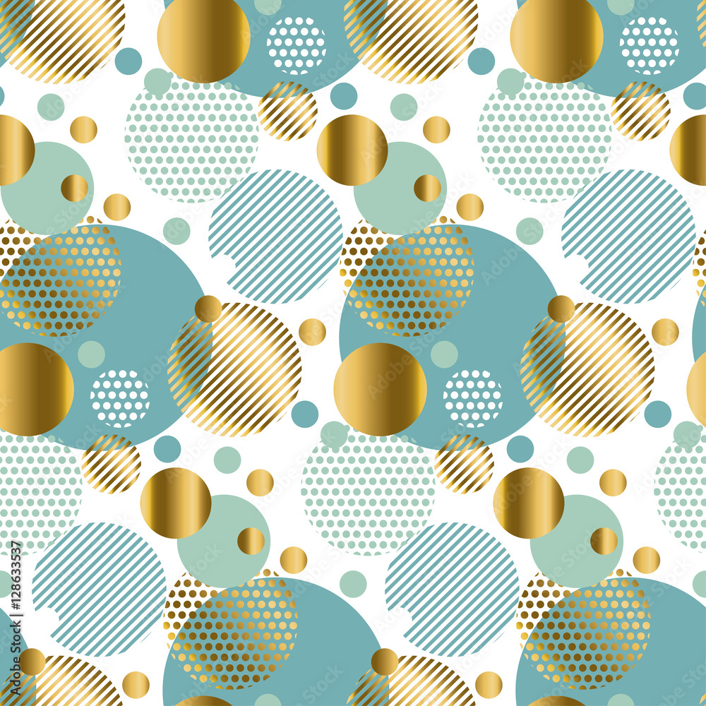modern light gold seamless pattern with circles. Xmas background
