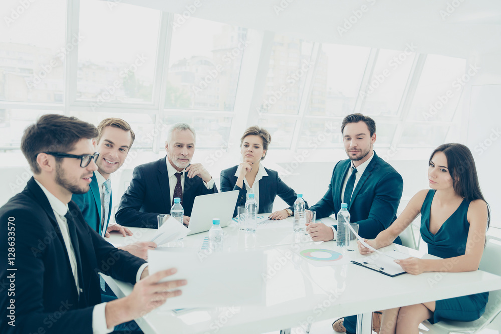 Young businessman making presentation of his financial idea