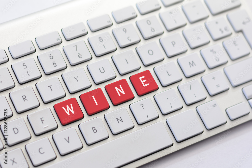 WINE writing on white keyboard WINE writing on white keyboard