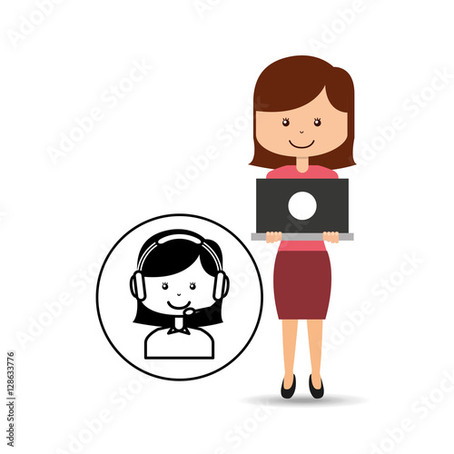 support assitance concept girl with woman operator vector illustration eps 10 photo