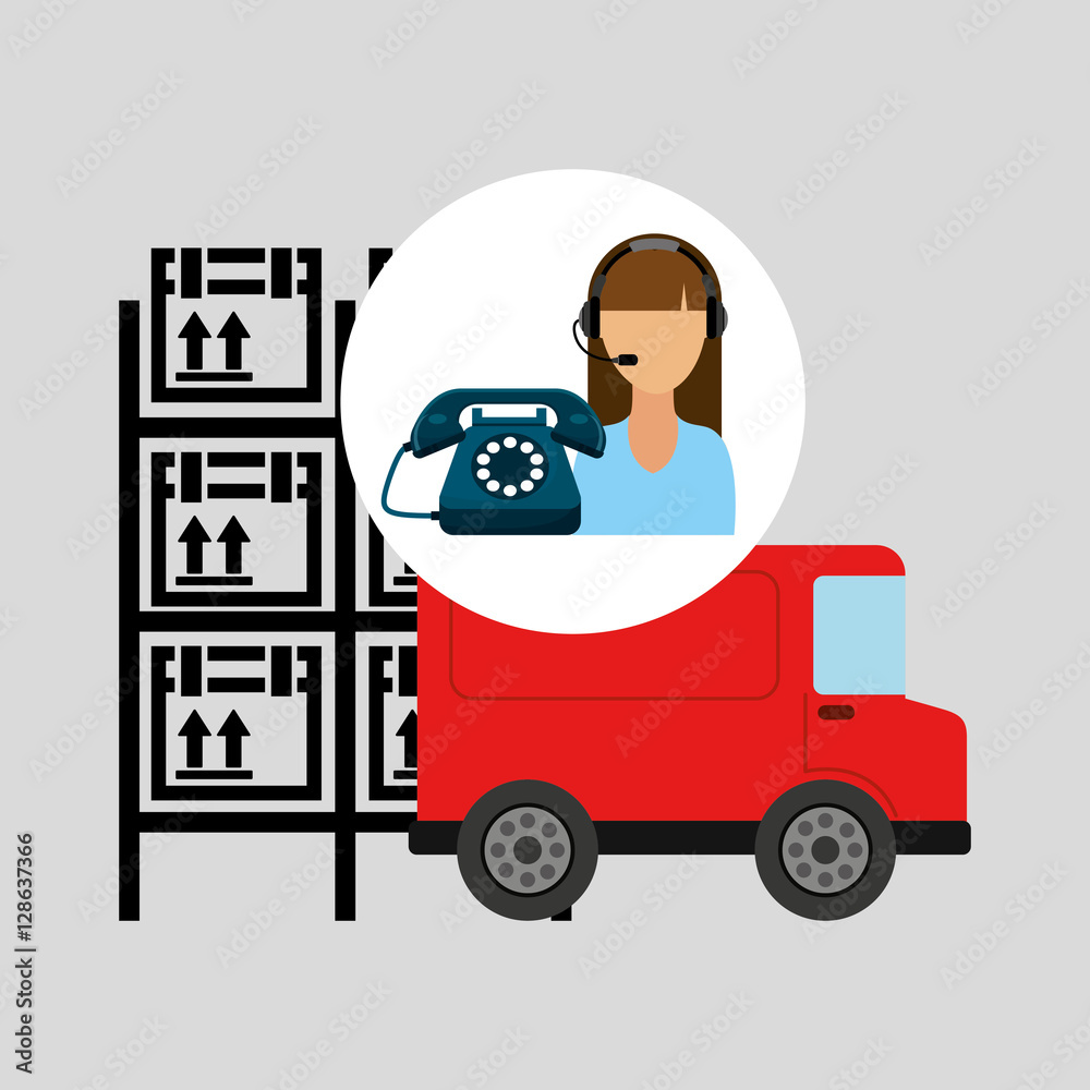 call centre woman working warehouse truck vector illustration eps 10 call centre woman working warehouse truck vector illustration eps 10