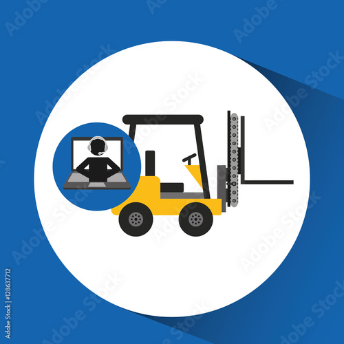 delivery call centre operator online forklift truck vector illustration eps 10